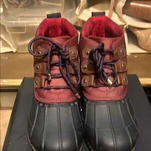 Kids Waterproof Boots - Black and Burgundy